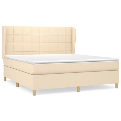 Boxspringbett mit Matratze Creme 180x200 cm Stoff