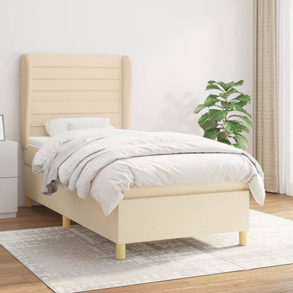 Boxspringbett mit Matratze Creme 100x200 cm Stoff