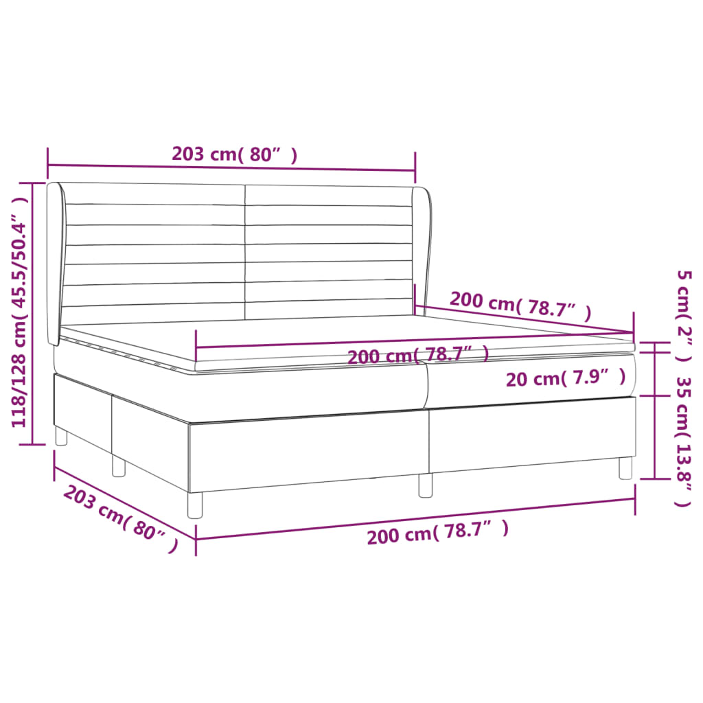 Boxspringbett mit Matratze Schwarz 200x200 cm Stoff