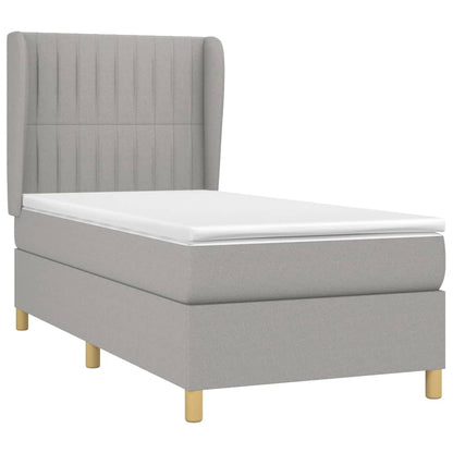 Boxspringbett mit Matratze Hellgrau 80x200 cm Stoff