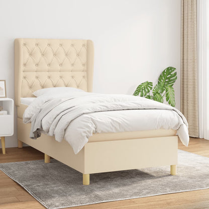 Boxspringbett mit Matratze Creme 80x200 cm Stoff