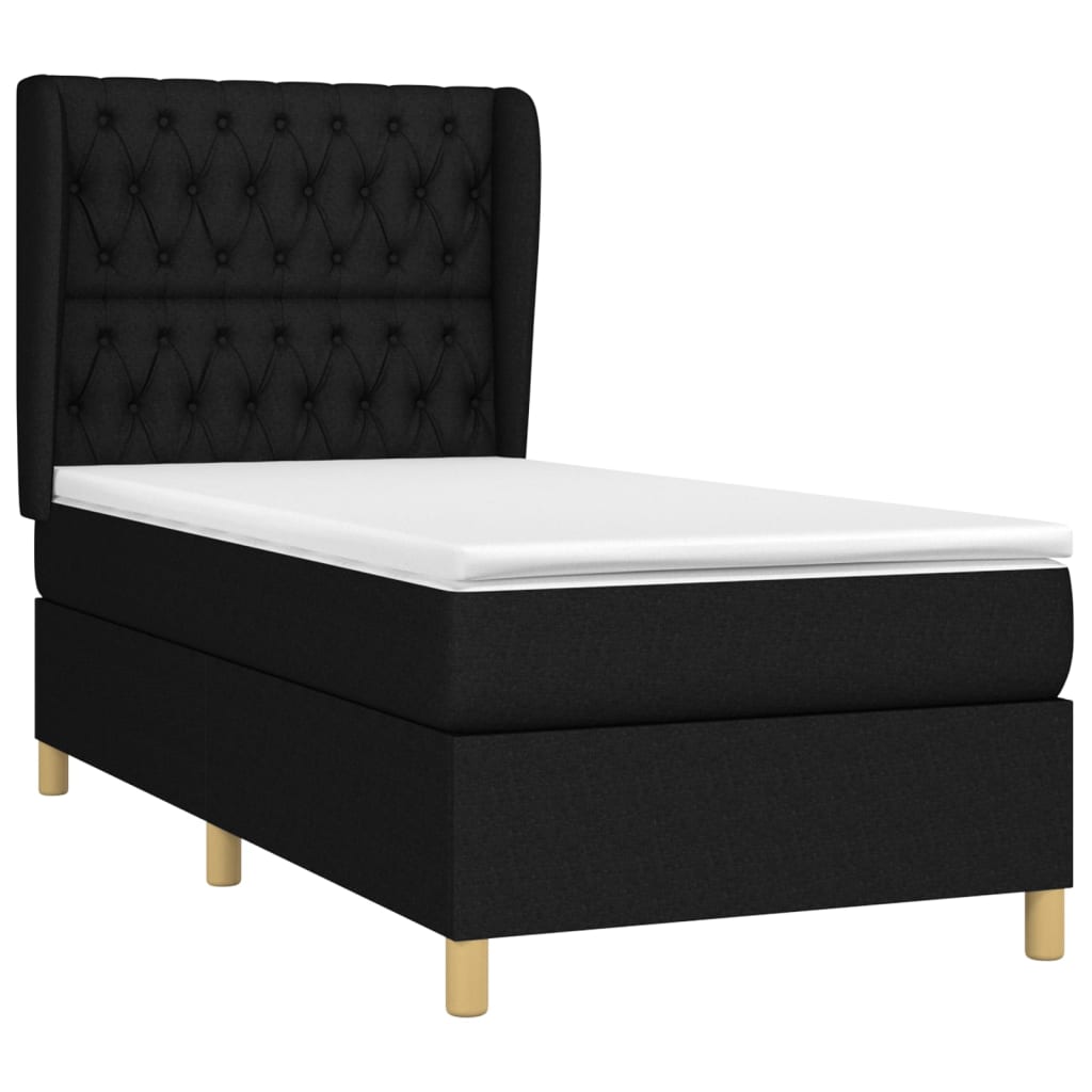 Boxspringbett mit Matratze Schwarz 90x190 cm Stoff