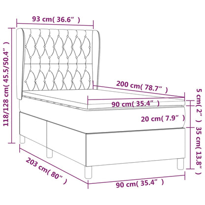 Boxspringbett mit Matratze Dunkelbraun 90x200 cm Stoff