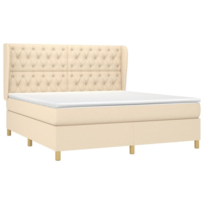 Boxspringbett mit Matratze Creme 160x200 cm Stoff