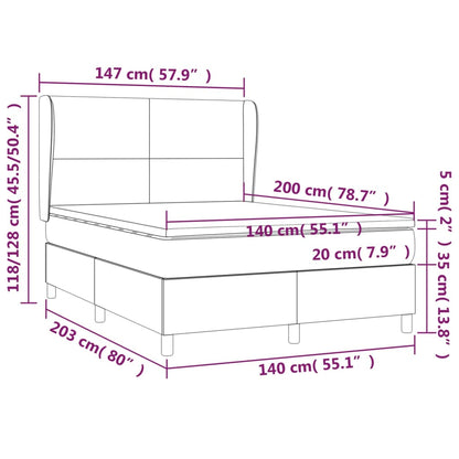 Boxspringbett mit Matratze Weiß 140x200 cm Kunstleder