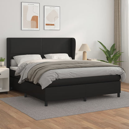 Boxspringbett mit Matratze Schwarz 160x200 cm Kunstleder