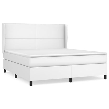 Boxspringbett mit Matratze Weiß 160x200 cm Kunstleder