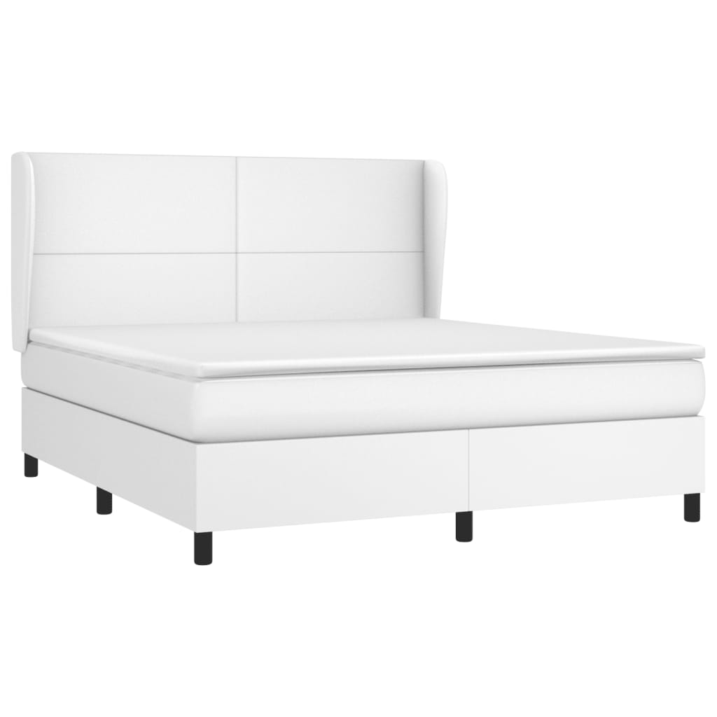 Boxspringbett mit Matratze Weiß 160x200 cm Kunstleder