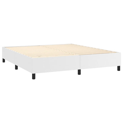 Boxspringbett mit Matratze Weiß 160x200 cm Kunstleder