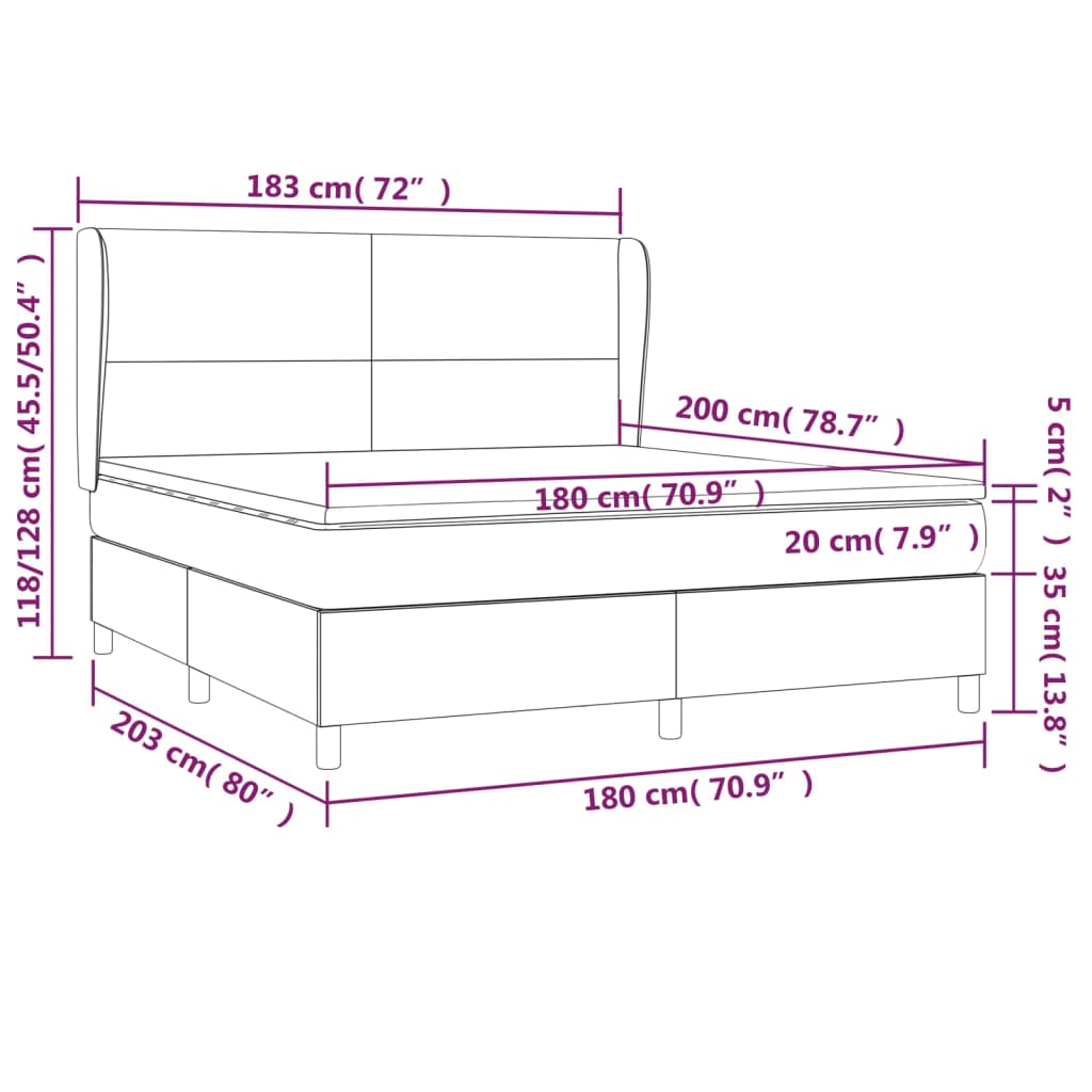 Boxspringbett Matratze Cappuccino-Braun 180x200 cm Kunstleder