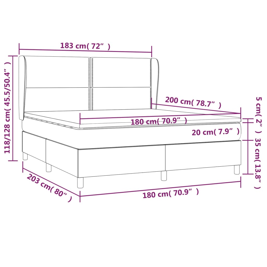 Boxspringbett Matratze Cappuccino-Braun 180x200 cm Kunstleder