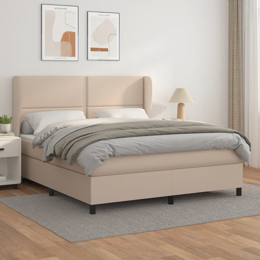 Boxspringbett Matratze Cappuccino-Braun 180x200 cm Kunstleder