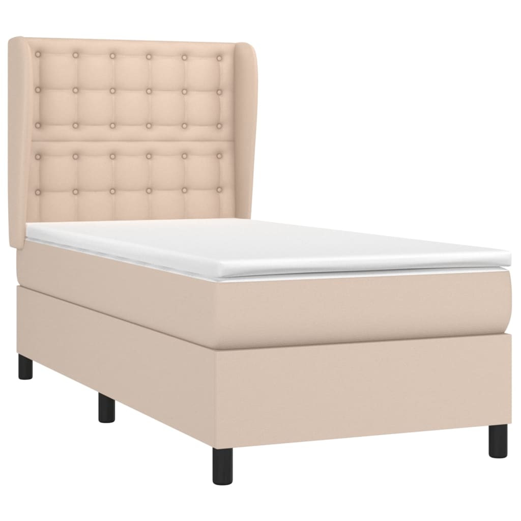 Boxspringbett mit Matratze Cappuccino-Braun 90x190cm Kunstleder