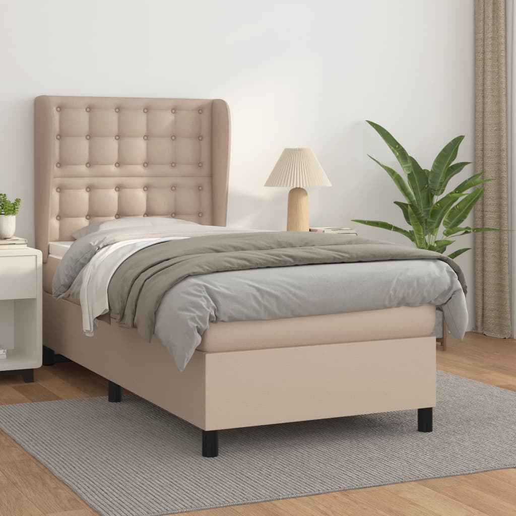 Boxspringbett mit Matratze Cappuccino-Braun 90x190cm Kunstleder