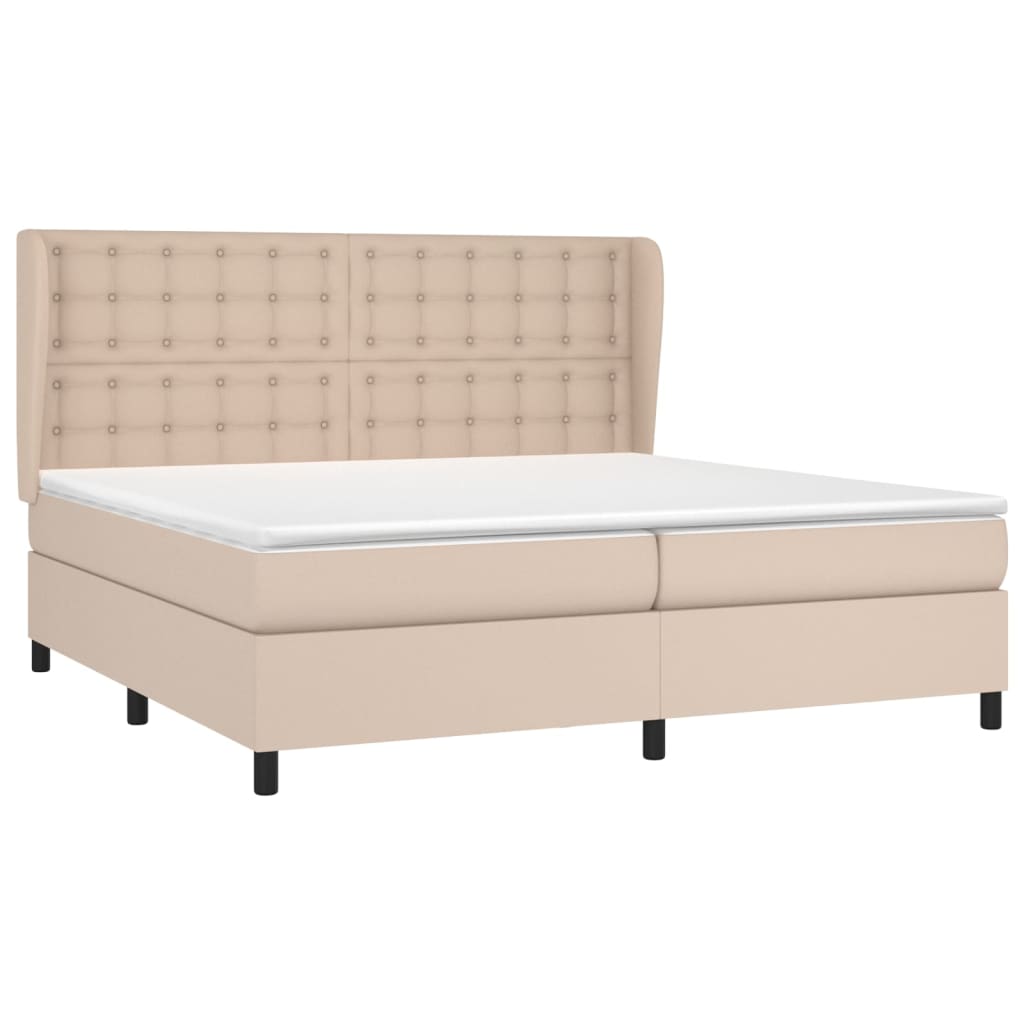 Boxspringbett Matratze Cappuccino-Braun 200x200cm Kunstleder