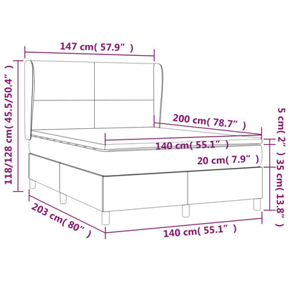 Boxspringbett mit Matratze Dunkelgrau 140x200 cm Samt