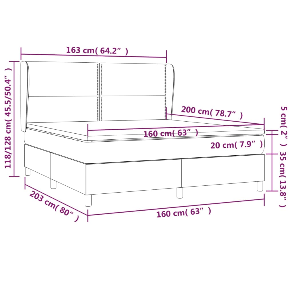 Boxspringbett mit Matratze Hellgrau 160x200 cm Samt