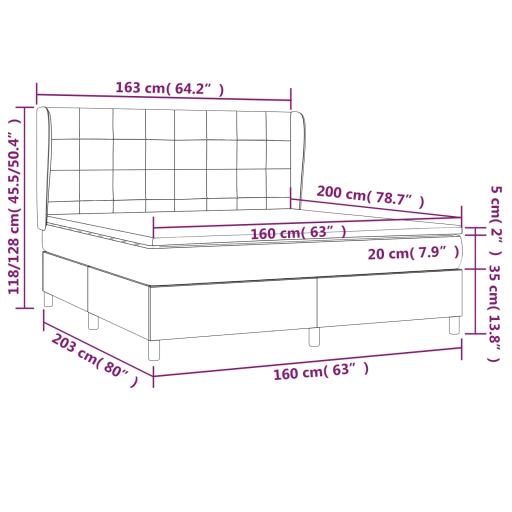 Boxspringbett mit Matratze Rosa 160x200 cm Samt