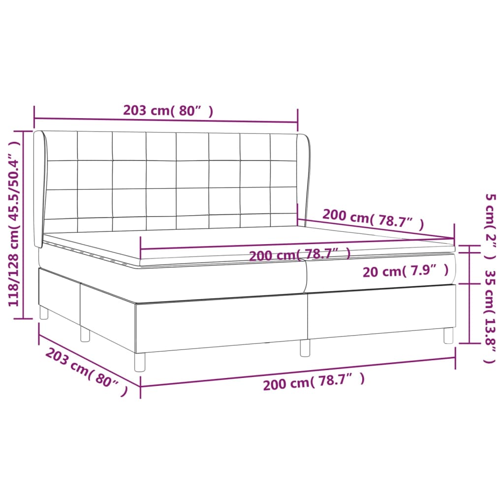 Boxspringbett mit Matratze Dunkelgrün 200x200 cm Samt