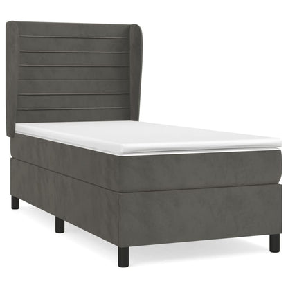 Boxspringbett mit Matratze Dunkelgrau 90x190 cm Samt