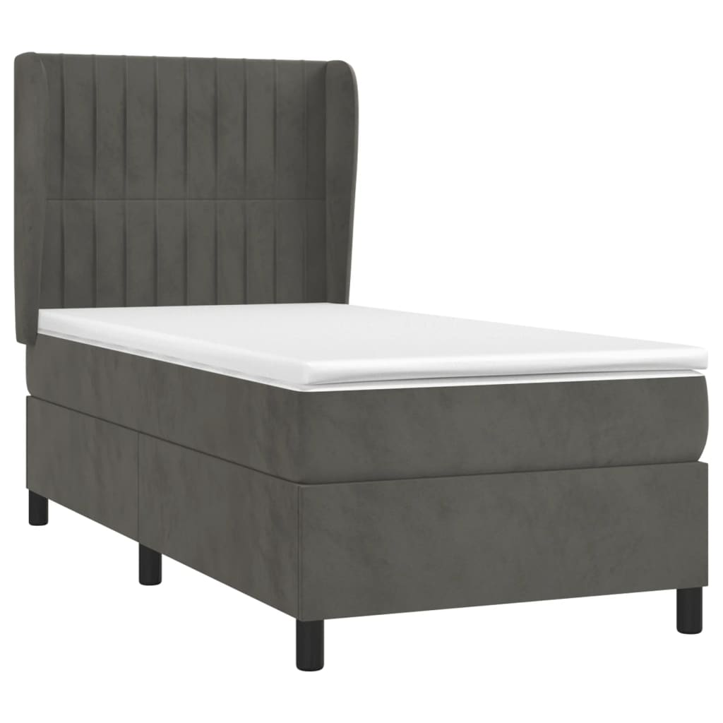 Boxspringbett mit Matratze Dunkelgrau 90x190 cm Samt