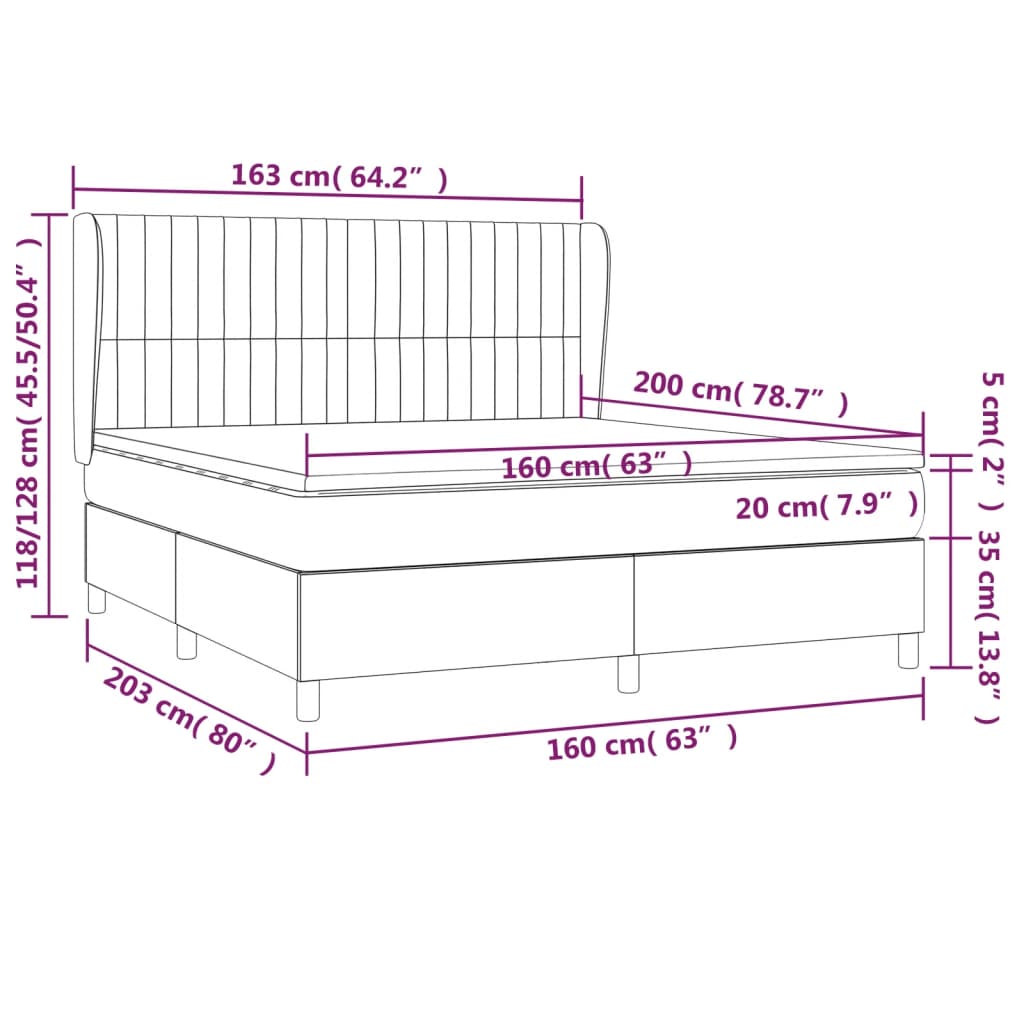 Boxspringbett mit Matratze Dunkelgrün 160x200 cm Samt