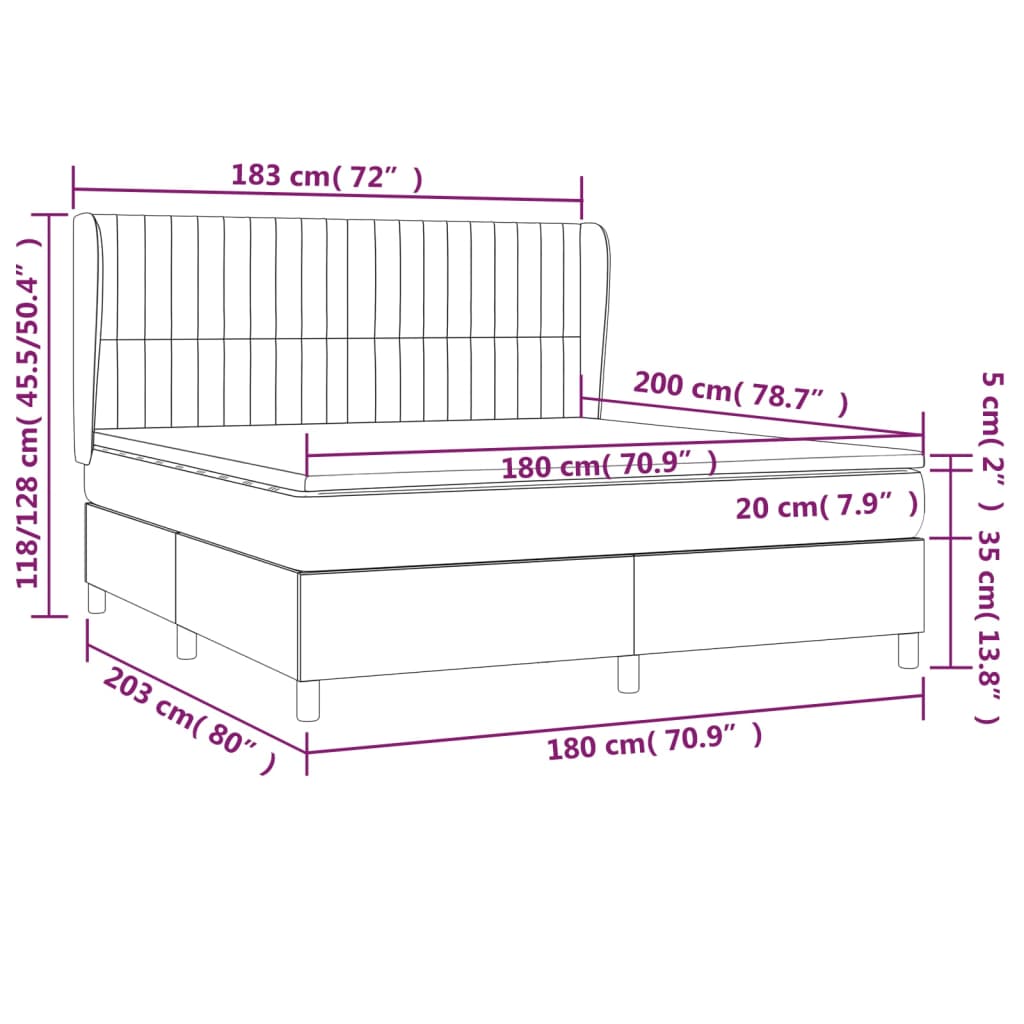 Boxspringbett mit Matratze Dunkelgrün 180x200 cm Samt