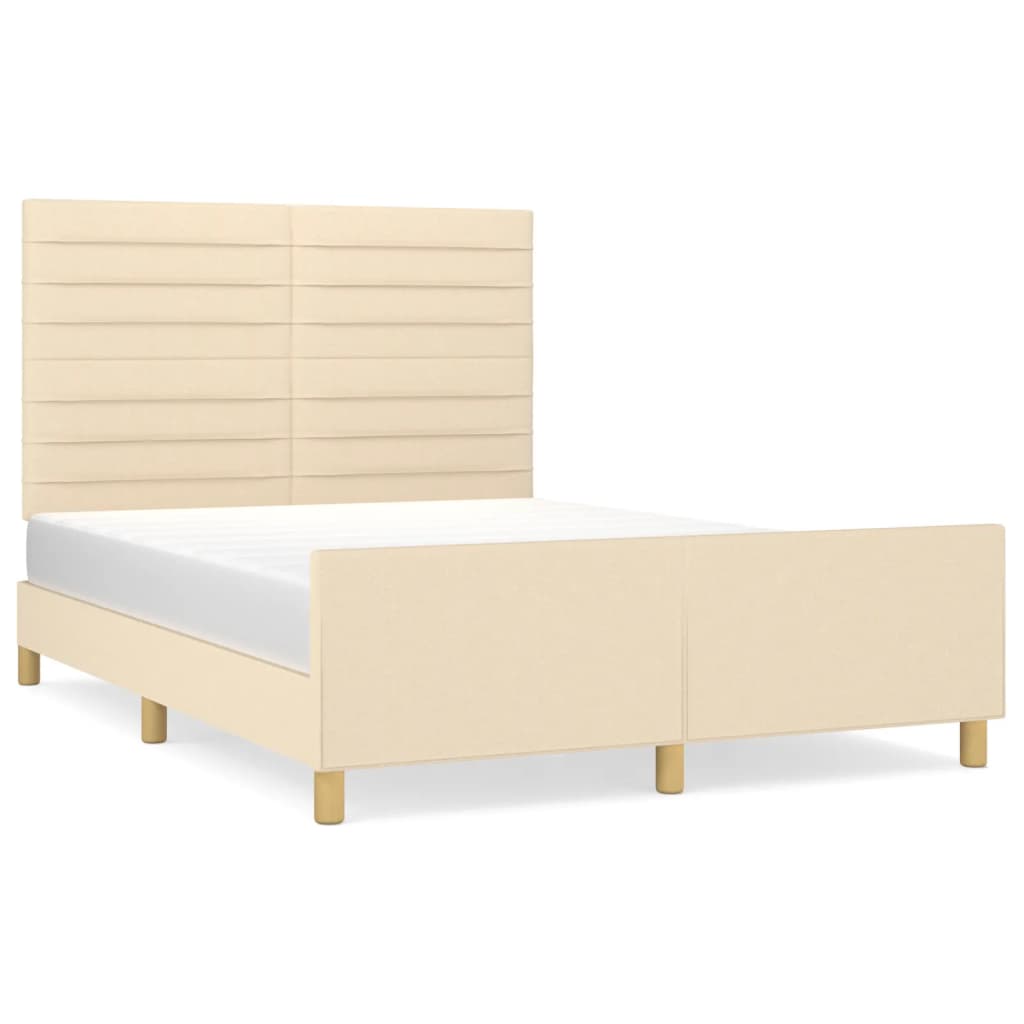 Bettgestell ohne Matratze Creme 140x190 cm Stoff