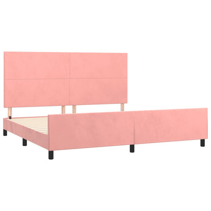 Bettgestell mit Kopfteil Rosa 200x200 cm Samt