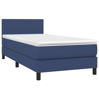 Boxspringbett mit Matratze Blau 90x190 cm Stoff