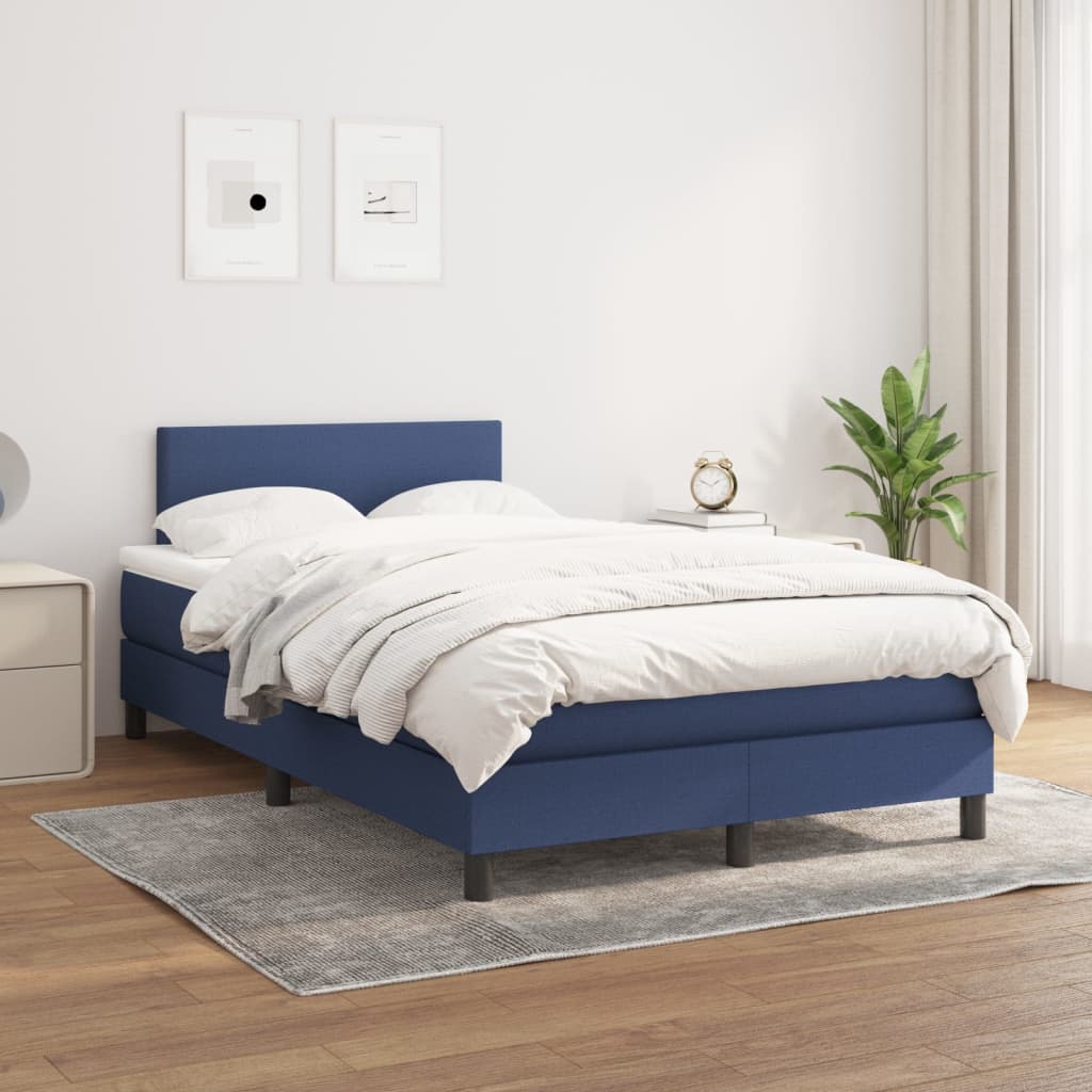 Boxspringbett mit Matratze Blau 120x200 cm Stoff