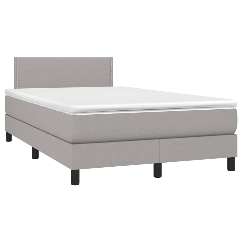 Boxspringbett mit Matratze Hellgrau 120x200 cm Stoff