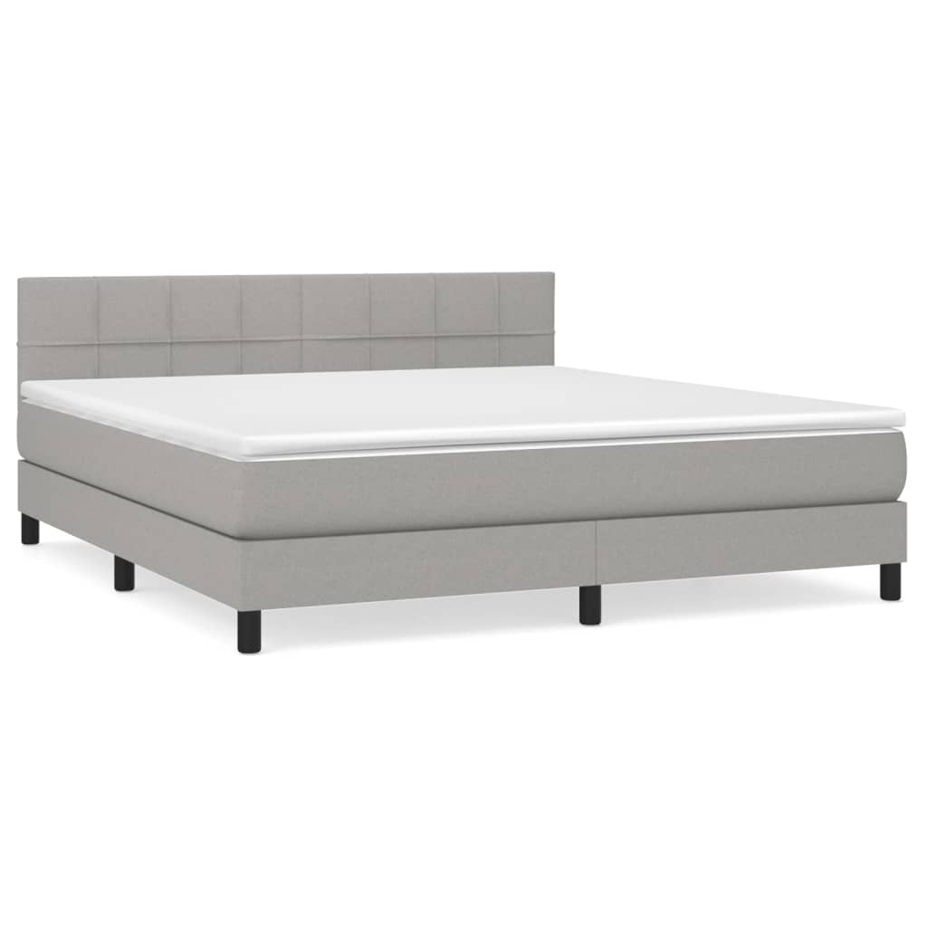 Boxspringbett mit Matratze Hellgrau 160x200 cm Stoff