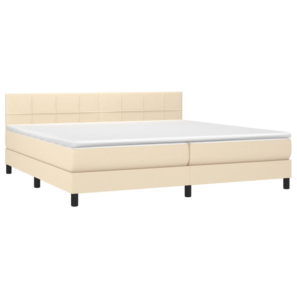 Boxspringbett mit Matratze Creme 200x200 cm Stoff