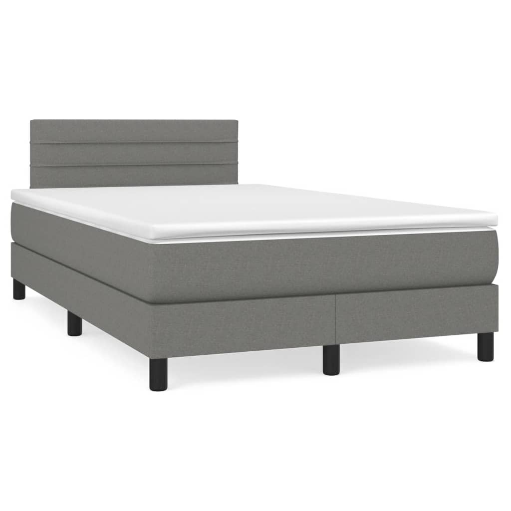 Boxspringbett mit Matratze Dunkelgrau 120x200 cm Stoff