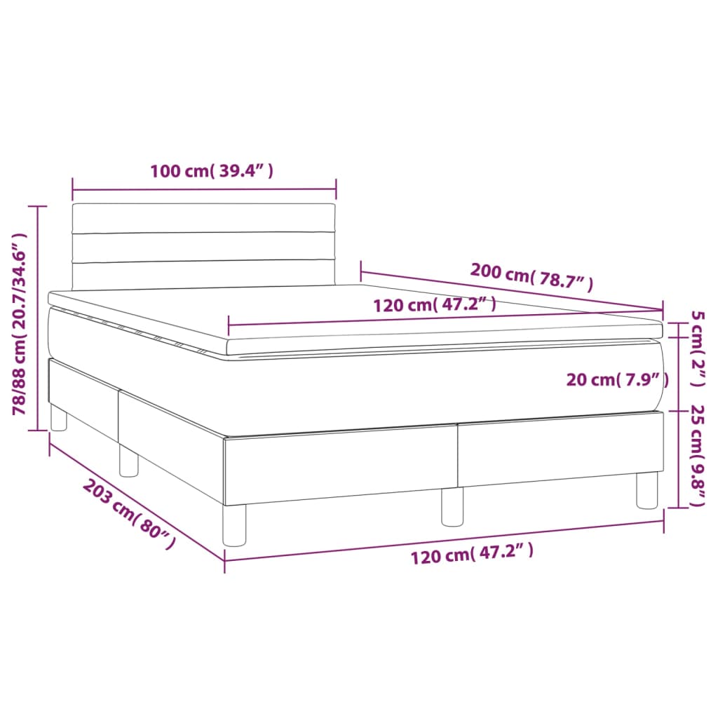 Boxspringbett mit Matratze Blau 120x200 cm Stoff