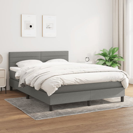 Boxspringbett mit Matratze Dunkelgrau 140x200 cm Stoff