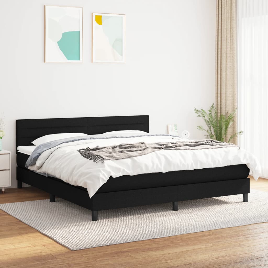 Boxspringbett mit Matratze Schwarz 160x200 cm Stoff