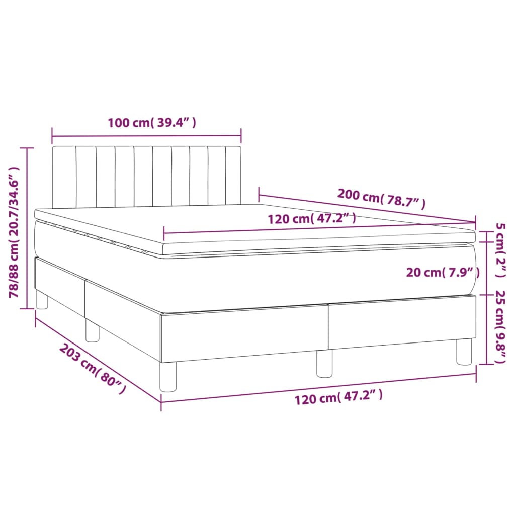 Boxspringbett mit Matratze Dunkelbraun 120x200 cm Stoff