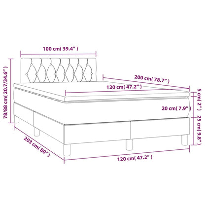 Boxspringbett mit Matratze Hellgrau 120x200 cm Stoff