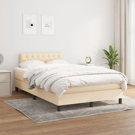 Boxspringbett mit Matratze Creme 120x200 cm Stoff