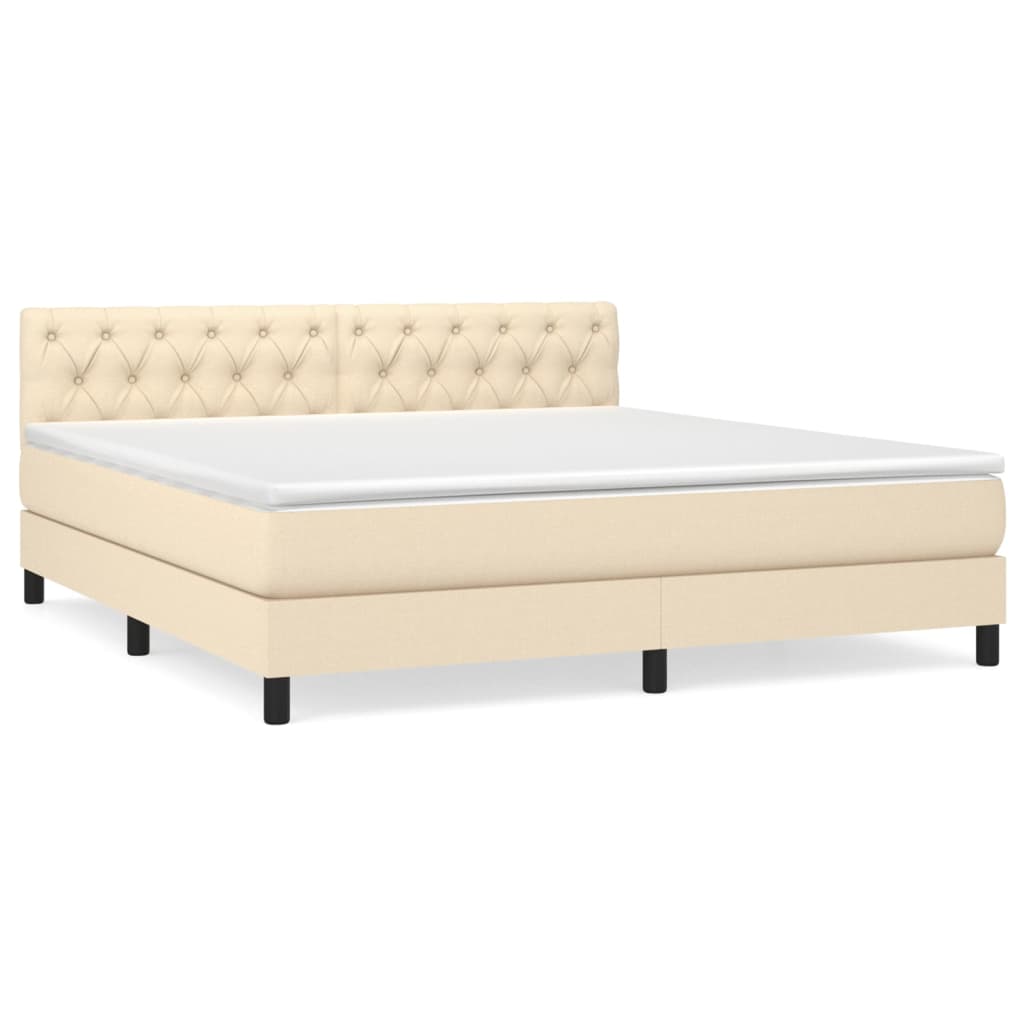 Boxspringbett mit Matratze Creme 160x200 cm Stoff