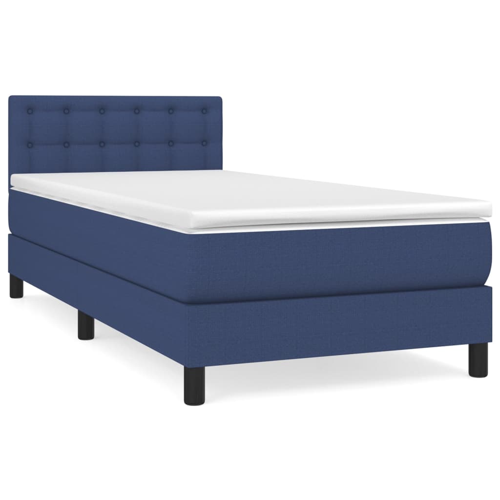 Boxspringbett mit Matratze Blau 100x200 cm Stoff