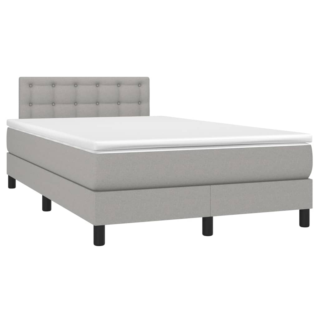 Boxspringbett mit Matratze Hellgrau 120x200 cm Stoff