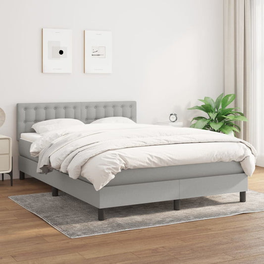 Boxspringbett mit Matratze Hellgrau 140x200 cm Stoff