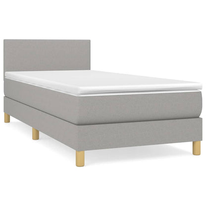 Boxspringbett mit Matratze Hellgrau 80x200 cm Stoff