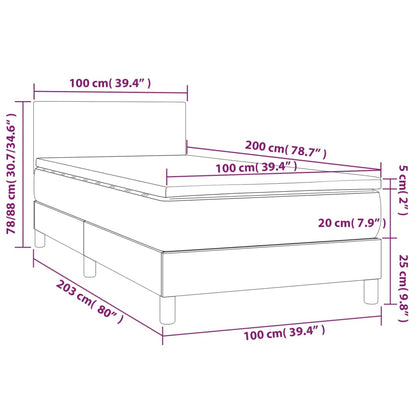 Boxspringbett mit Matratze Dunkelbraun 100x200 cm Stoff