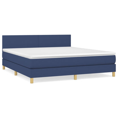 Boxspringbett mit Matratze Blau 160x200 cm Stoff