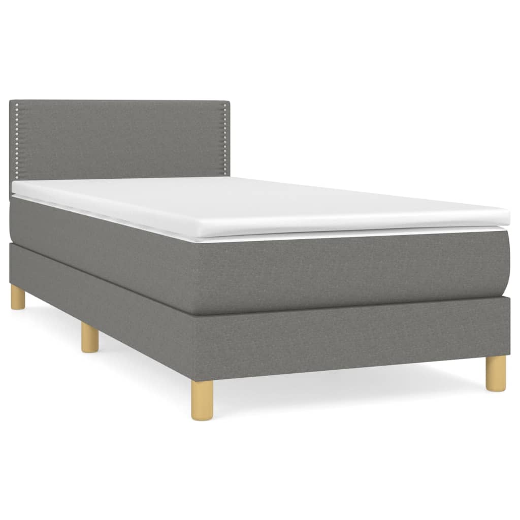 Boxspringbett mit Matratze Dunkelgrau 100x200 cm Stoff