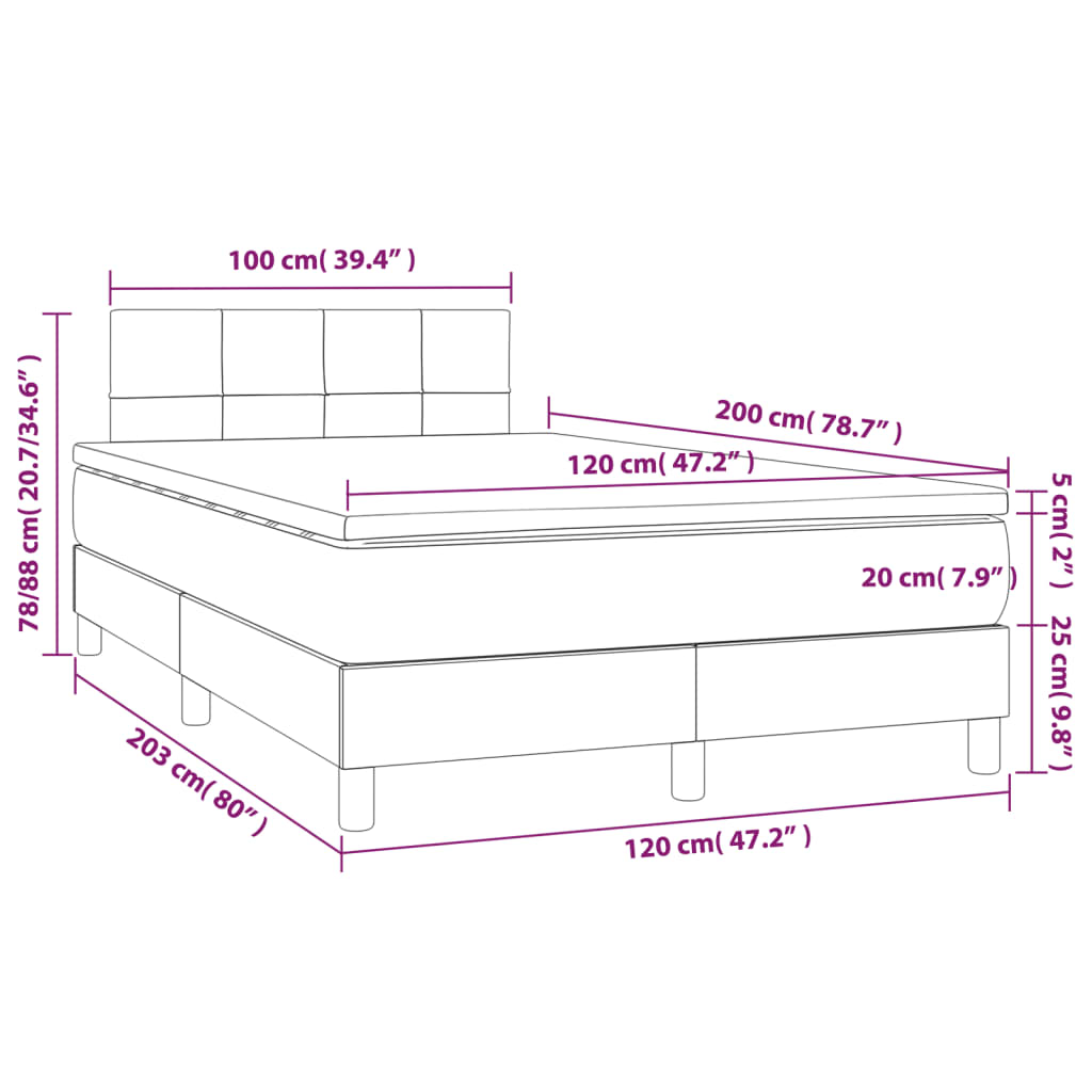 Boxspringbett mit Matratze Taupe 120x200 cm Stoff